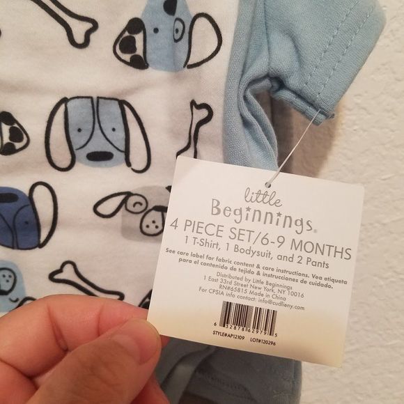 NWT little Beginnings Doggy 4 piece set (1 tshirt, 1 bodysuit, 2pants) - Picture 6 of 7